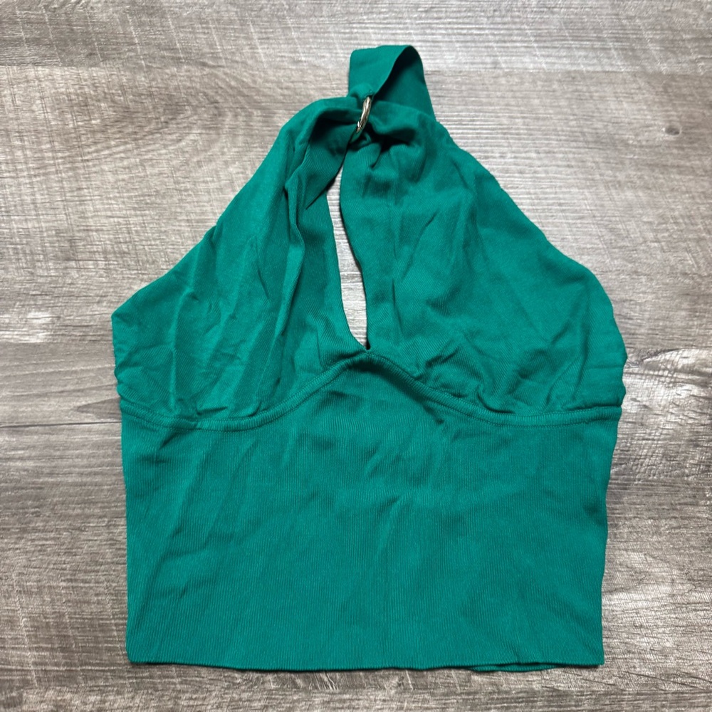 Zara Green Halter Neck Crop Top Size Small